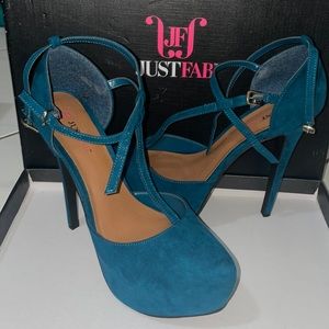 Just fab teal and black platform heels